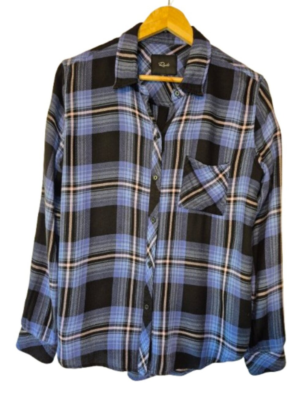 Rails Hunter Button Front Shirt in Midnight Blue Pink Plaid Size Medium
